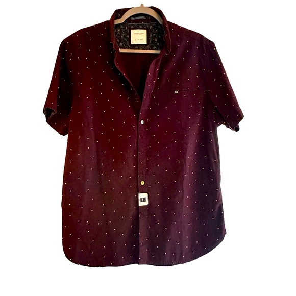 Denim & Flower Other - Denim & Flower Ricky Singh Burgundy Button Down Short Sleeve Shirt, size L